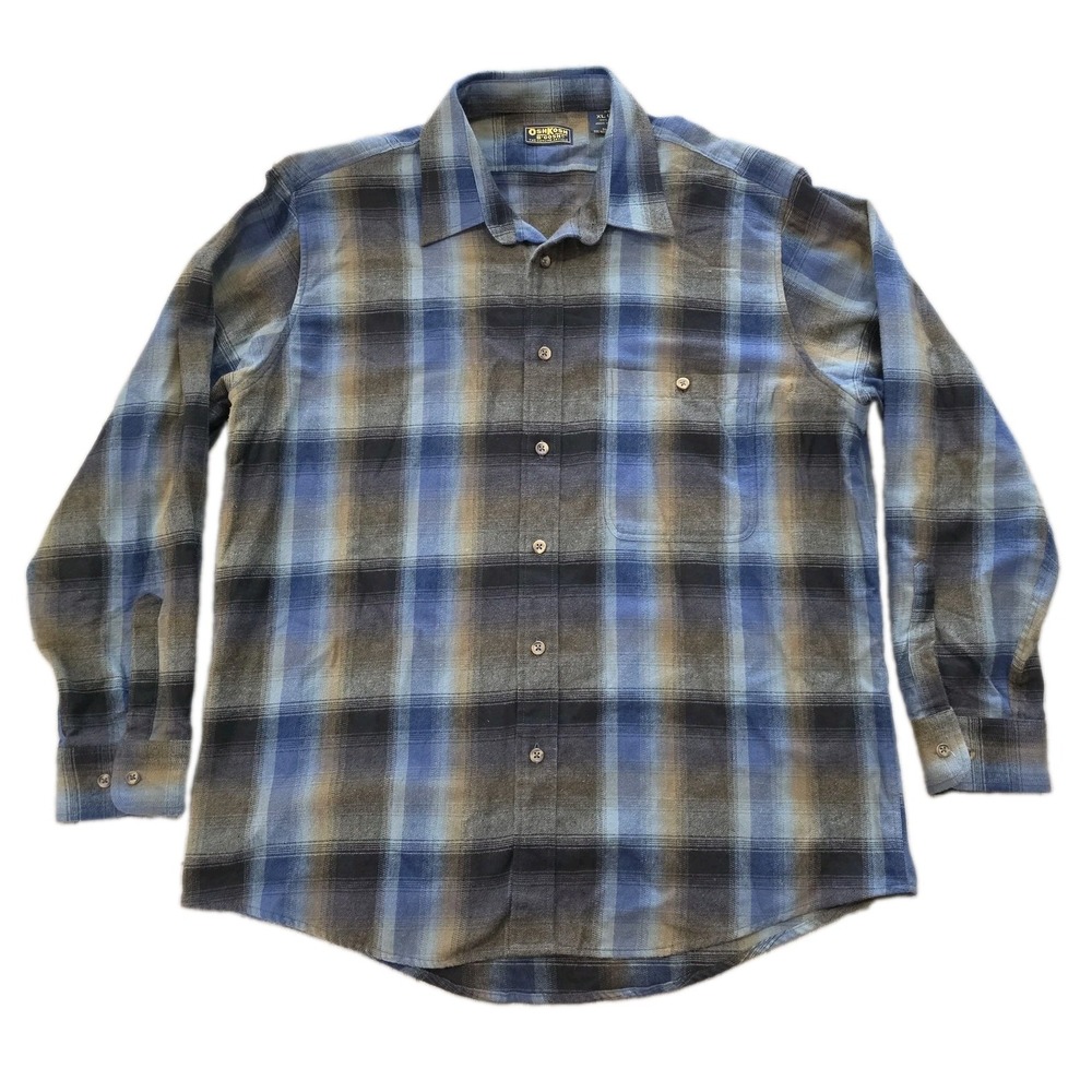 Vintage 90s OshKosh Bgosh Shadow Plaid Flannel Shirt Mens XL Hungary Cotton